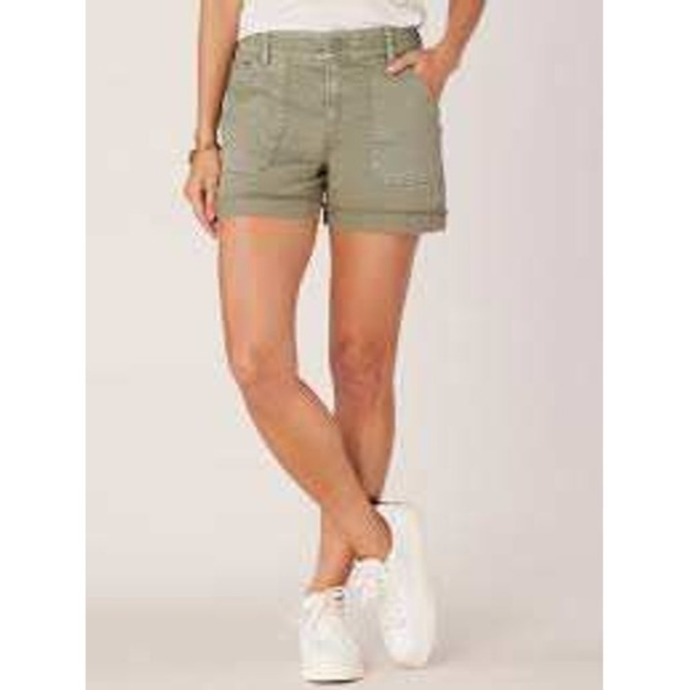 Democracy Ab Solution Utility Shorts Olive Green Cuffed Cargo Pockets Size 6